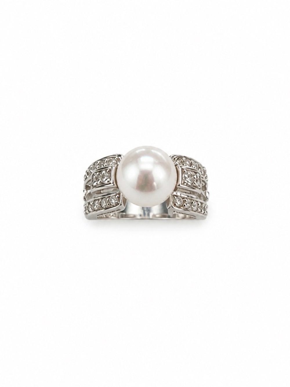 Georgini Australia 925 Sterling Silver Genuine Pearl Cocktail Ring